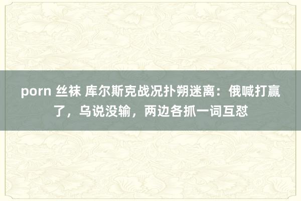 porn 丝袜 库尔斯克战况扑朔迷离：俄喊打赢了，乌说没输，两边各抓一词互怼